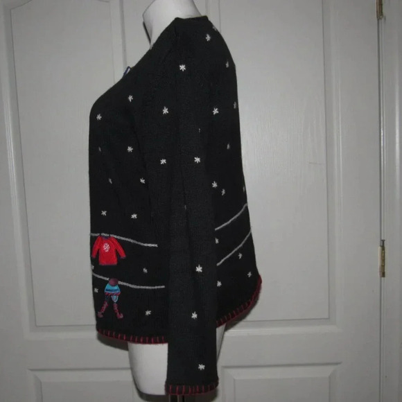 Coldwater Creek Womens Zip Front Long Sleeve Ugly Christmas Sweater Size 1X - Picture 2 of 4